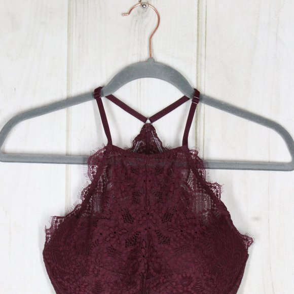 Victorias Secret Pink Purple Floral Lace Racer Back Push Up Bralette Size S - Picture 2 of 10